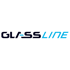 Das Logo von GLASSLINE hat einen dunkelgrünen Hintergrund mit dem Schriftzug "GLASS" in Schwarz und "LINE" in Blau.