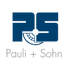 Firmenlogo Pauli + Sohn: Blaue Buchstaben "RS" über grauem Text "Pauli + Sohn" auf grünem Hintergrund.