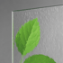 Strukturiertes Glas mit einem grünen Blattdekor.